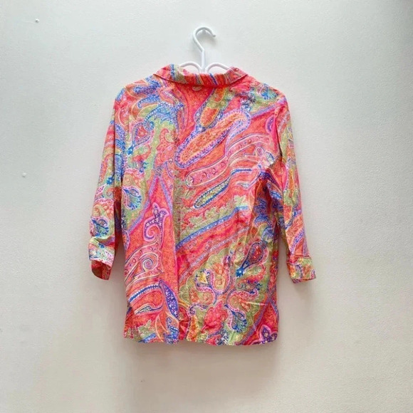 Lauren Ralph Lauren - Pink Paisley Pastel Button Down Shirt - Picture 4 of 5